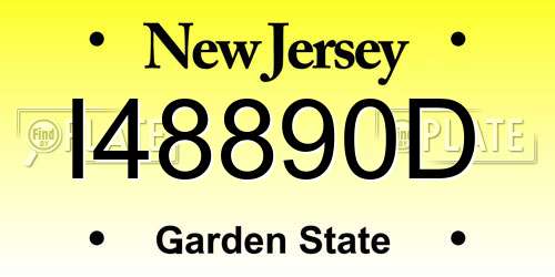I48890D New Jersey License Plate