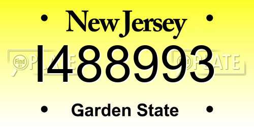 I488993 New Jersey License Plate