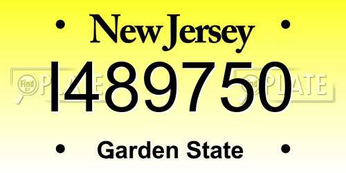 I489750 New Jersey License Plate
