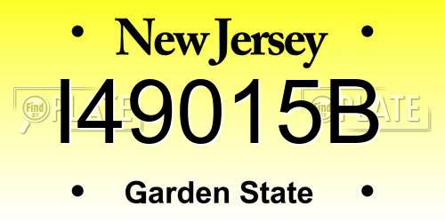 I49015B New Jersey License Plate