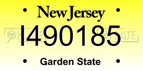 I490185 New Jersey License Plate