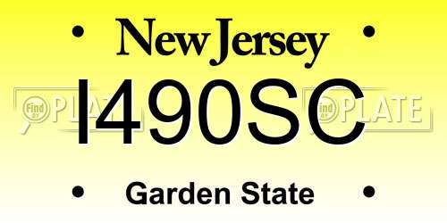 I490SC New Jersey License Plate