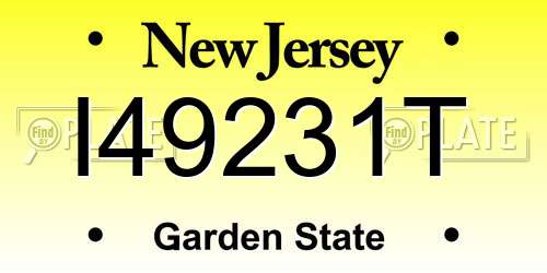 I49231T New Jersey License Plate