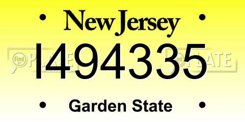 I494335 New Jersey License Plate
