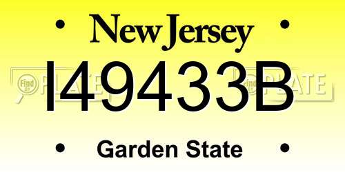 I49433B New Jersey License Plate
