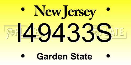 I49433S New Jersey License Plate