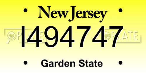 I494747 New Jersey License Plate