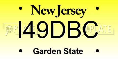 I49DBC New Jersey License Plate