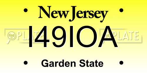 I49IOA New Jersey License Plate
