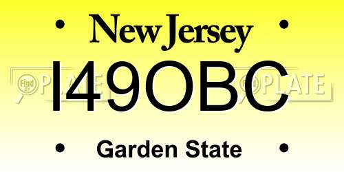 I49OBC New Jersey License Plate