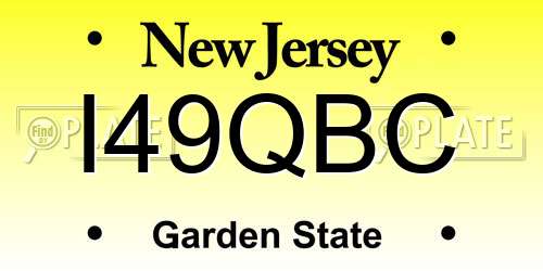I49QBC New Jersey License Plate