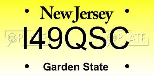 I49QSC New Jersey License Plate