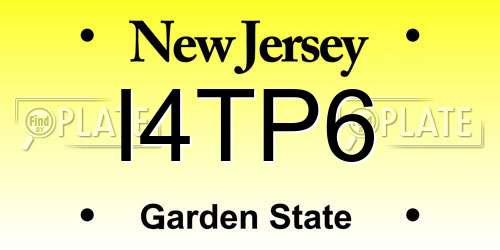 I4TP6 New Jersey License Plate