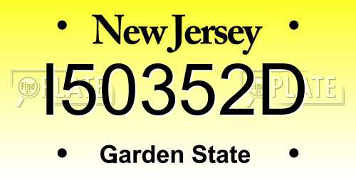I50352D New Jersey License Plate