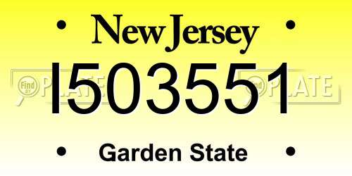 I503551 New Jersey License Plate