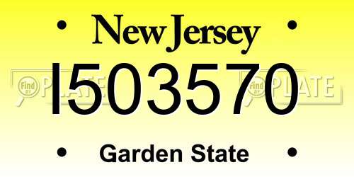 I503570 New Jersey License Plate