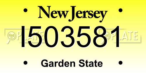 I503581 New Jersey License Plate