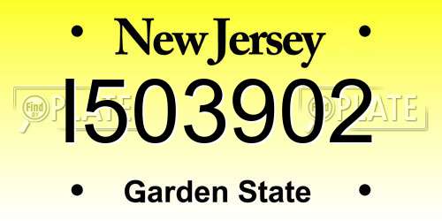 I503902 New Jersey License Plate