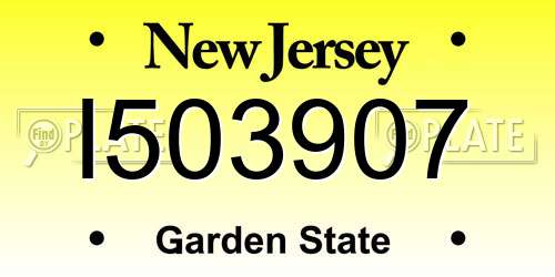 I503907 New Jersey License Plate