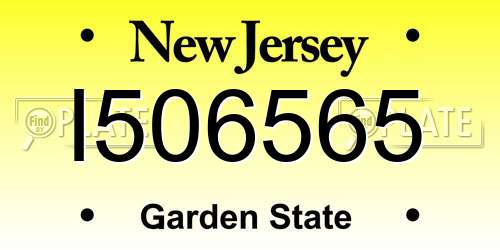 I506565 New Jersey License Plate