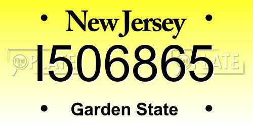 I506865 New Jersey License Plate