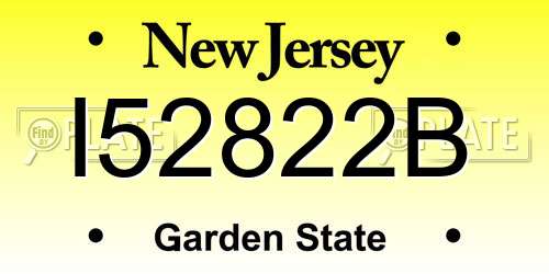 I52822B New Jersey License Plate