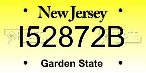 I52872B New Jersey License Plate
