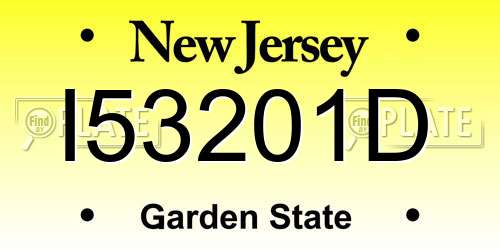 I53201D New Jersey License Plate