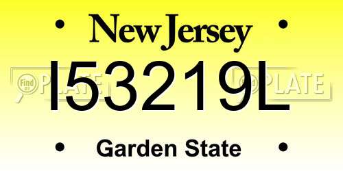 I53219L New Jersey License Plate