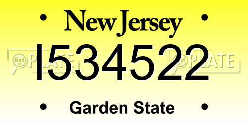 I534522 New Jersey License Plate