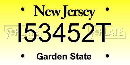 I53452T New Jersey License Plate
