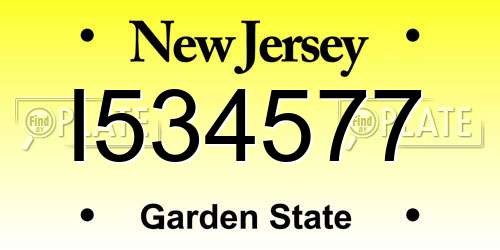 I534577 New Jersey License Plate