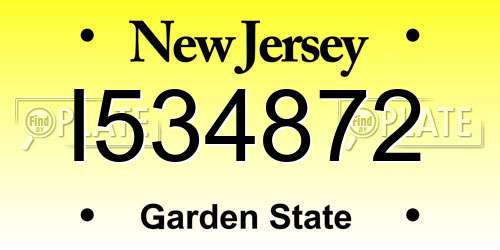 I534872 New Jersey License Plate
