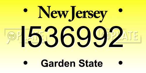 I536992 New Jersey License Plate