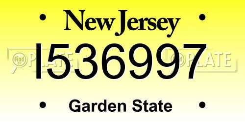 I536997 New Jersey License Plate