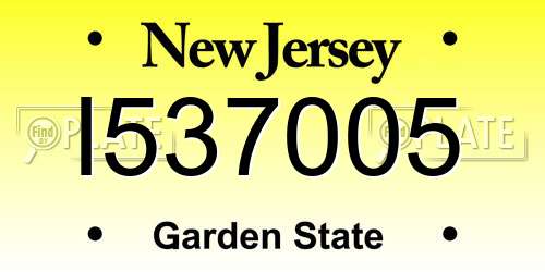 I537005 New Jersey License Plate