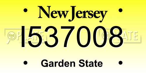 I537008 New Jersey License Plate