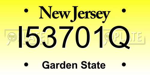 I53701Q New Jersey License Plate