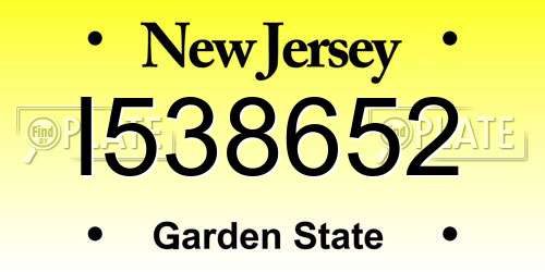 I538652 New Jersey License Plate