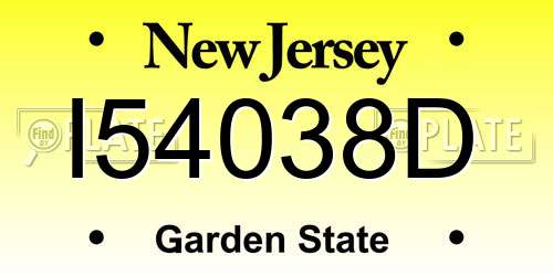 I54038D New Jersey License Plate
