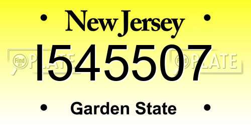 I545507 New Jersey License Plate