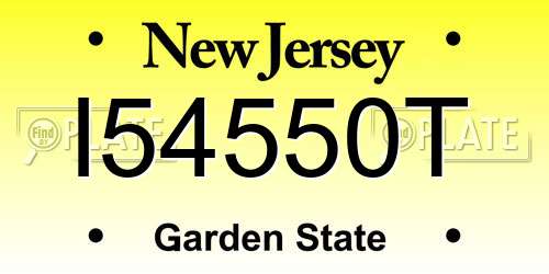 I54550T New Jersey License Plate