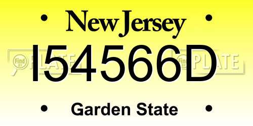I54566D New Jersey License Plate