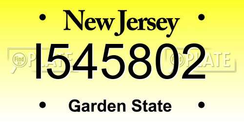 I545802 New Jersey License Plate