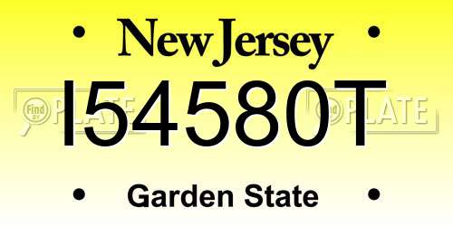 I54580T New Jersey License Plate