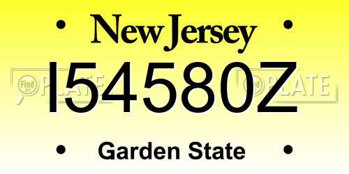 I54580Z New Jersey License Plate