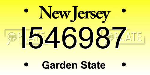 I546987 New Jersey License Plate