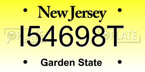 I54698T New Jersey License Plate