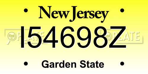 I54698Z New Jersey License Plate