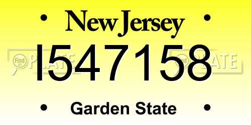 I547158 New Jersey License Plate